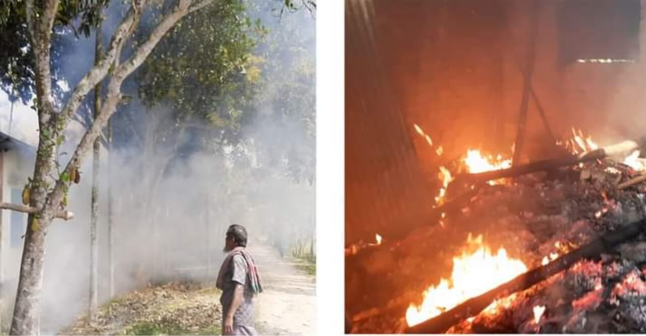 আগুন সন্ত্রাস কেড়ে নিলো ৫০ বছরের সাজানো সংসার