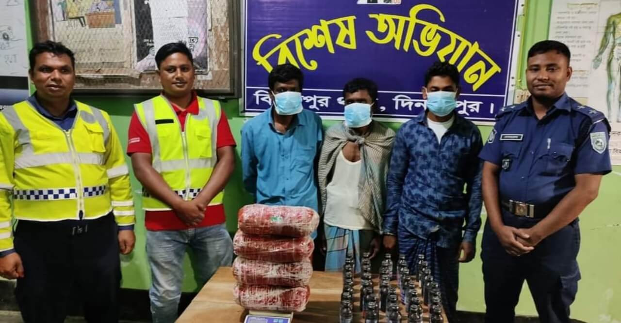 বিরামপুরে তিন মাদক ব্যবসায়ী আটক